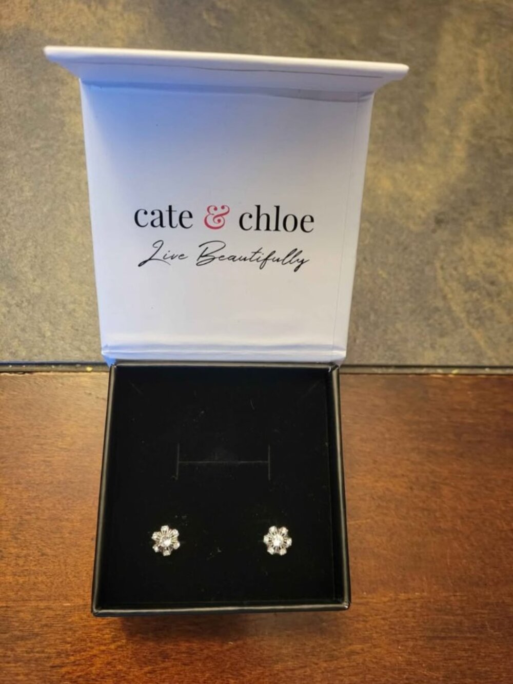 NEW Cate and Chloe 18k White Gold Plated Stud Earrings